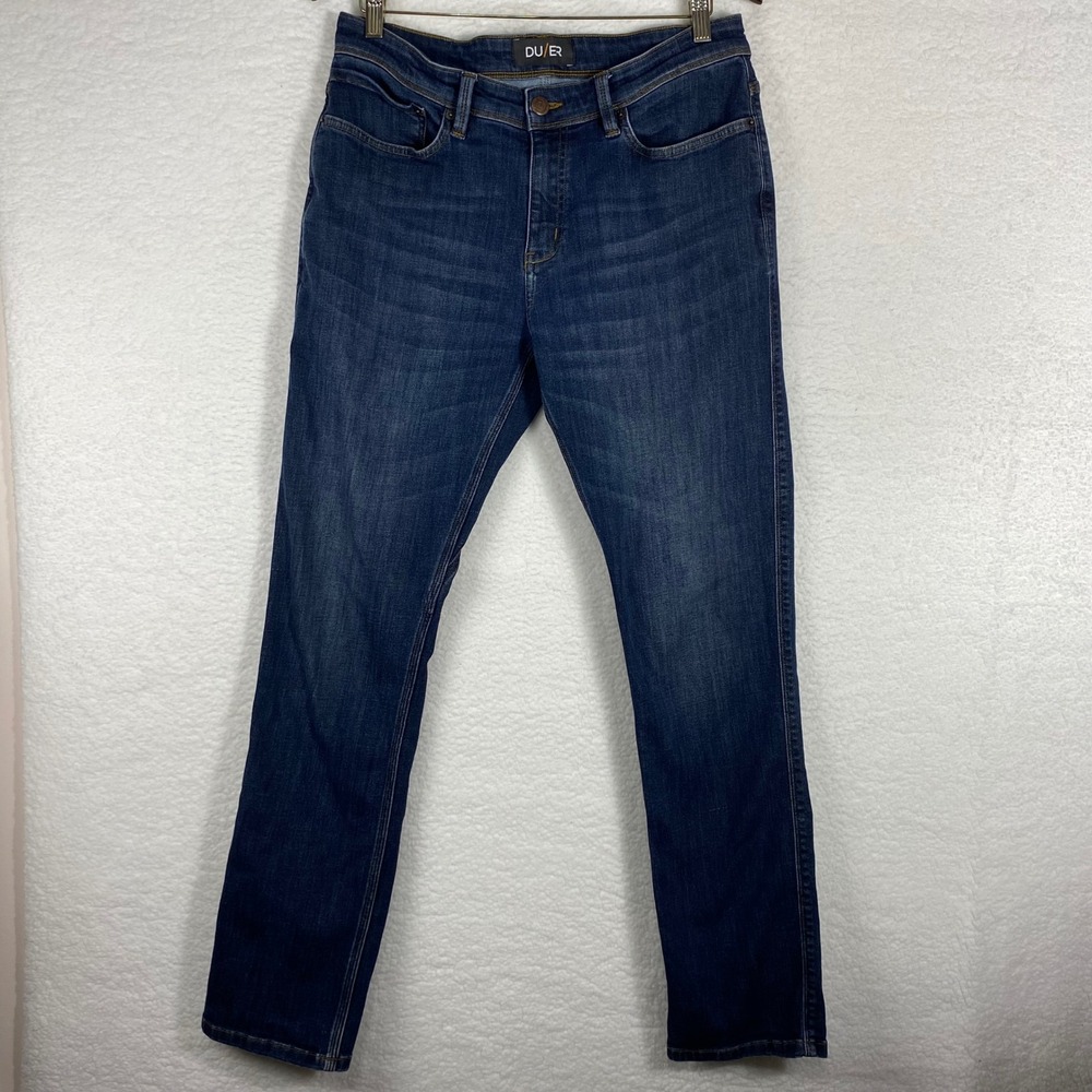 DU/ER L2X Relaxed Fit Jeans Mens 33x32 Dark Wash Blue Performance Denim Coolmax
